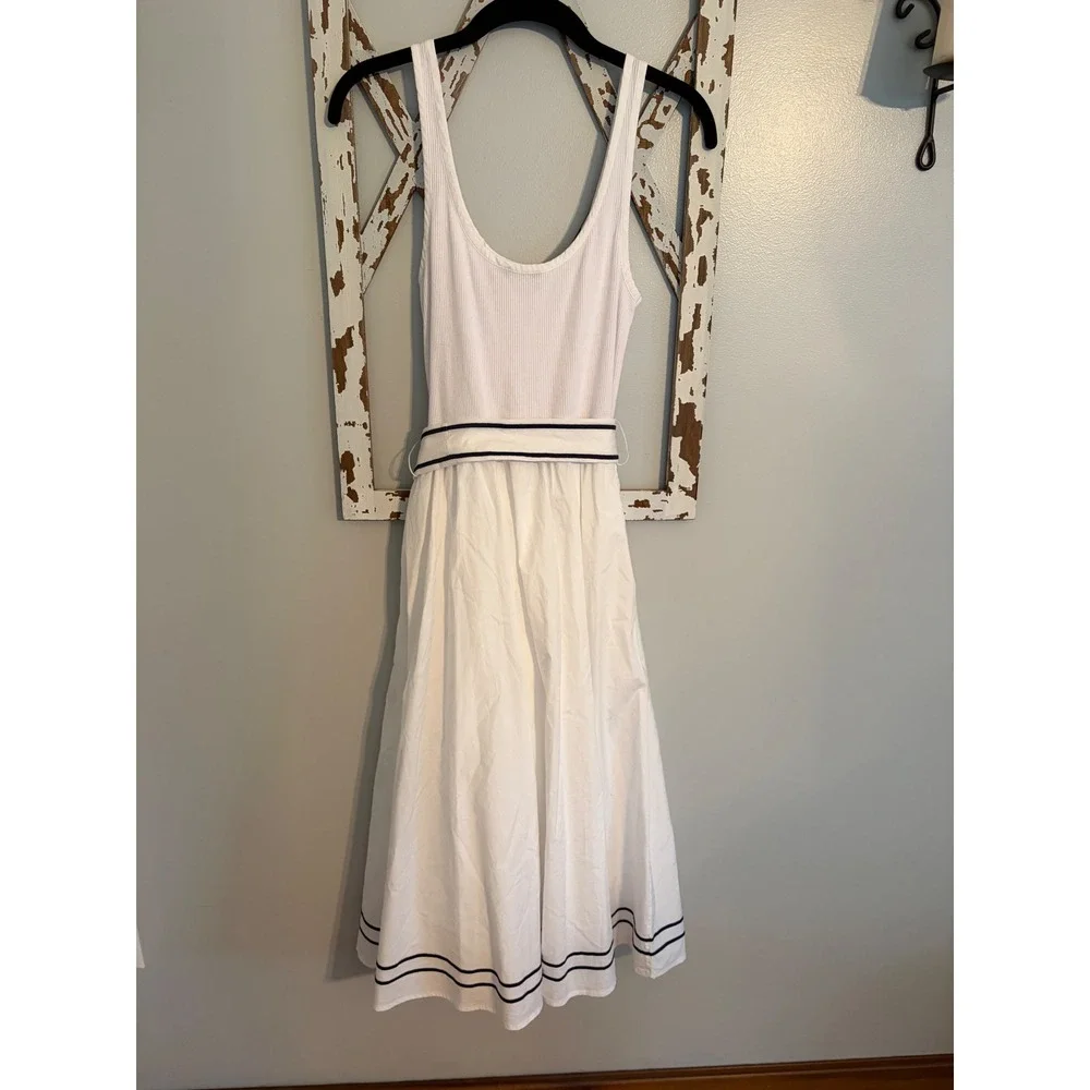 Vineyard Vines Mix‎ Media Midi Summer Sun Dress Cotton Poplin White Size XS